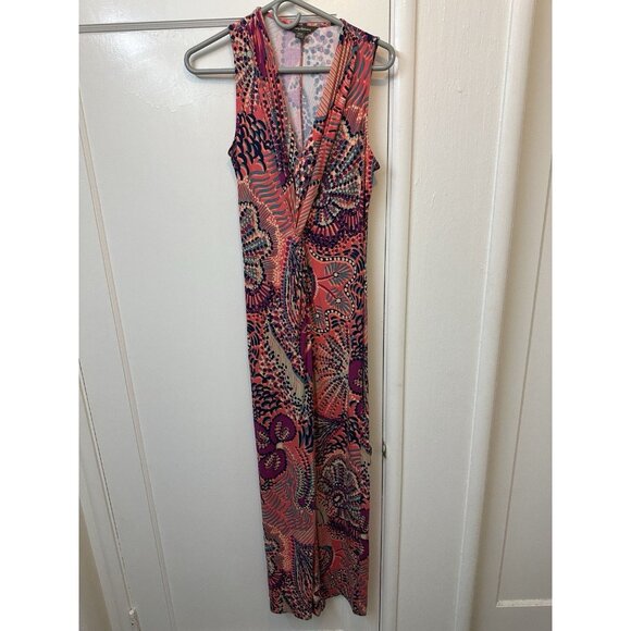 TOMMY BAHAMA Maxi Dress Small Tropical Sleeveless V-Neck Twist Pullover Hawaiian - Picture 1 of 6